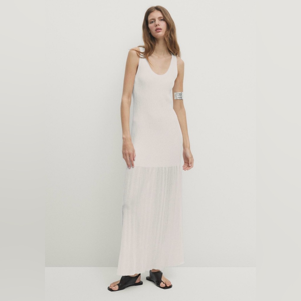Massimo Dutti White Knit Maxi
